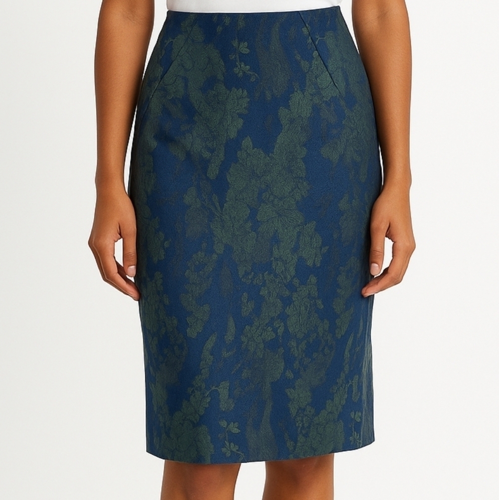 Zac Posen Vintage Jacquard Printed Mermaid Pinup Feminine Knee Skirt Size 4 Boho